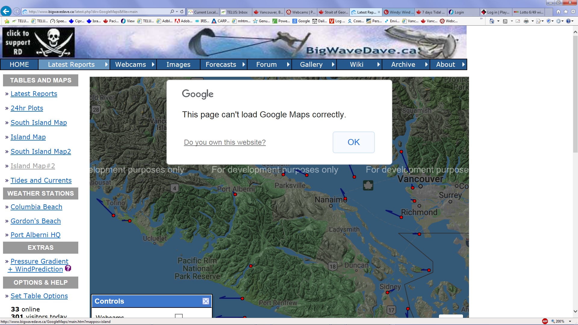 20NOV18 screen capture of BWD.ca Island Map#2 IE11 tab view