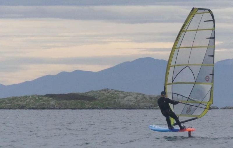 Foiling at Cattle Point
Bobson foiling at CP on RBG in 8-9 kts.
