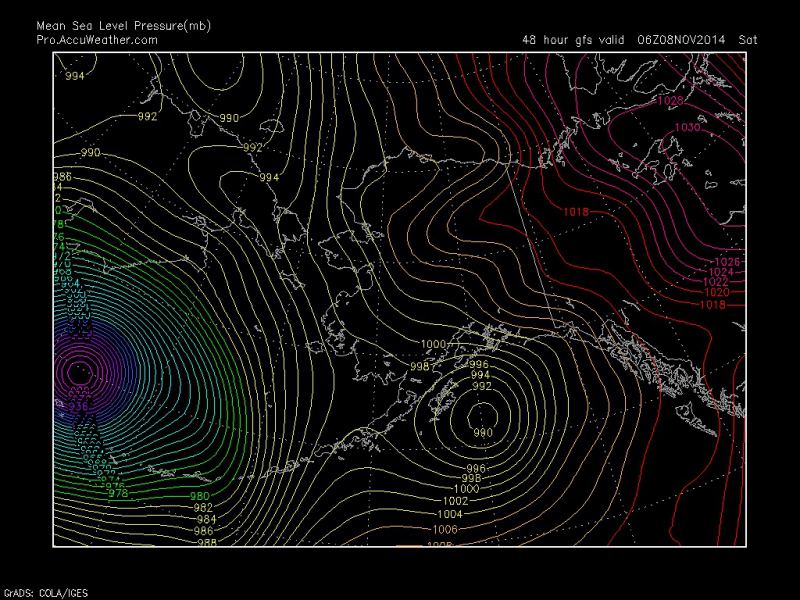 Biggest storm on record since 1977 coming to hit Alaska 950 millibar
