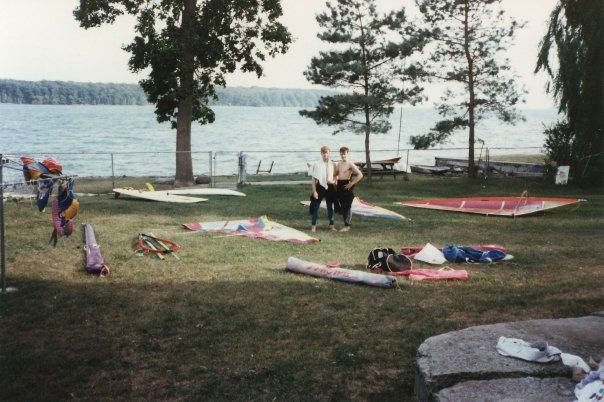 Twigg Backyard
I was blessed to grow up living right on the water in Kingston, Ontario.  We'd sail about a 80 days a year (April - Oct), right out of my back yard.  This scene was fairly typical in the summer with all manner of gear strewn through the yard.
