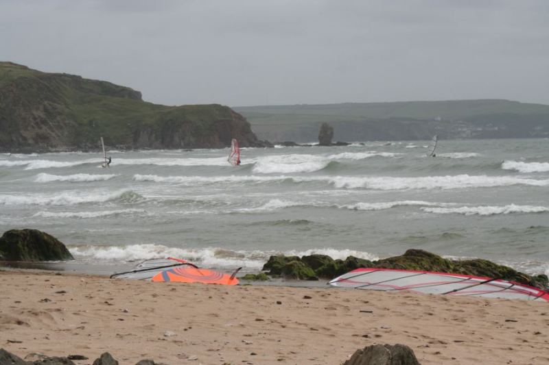 Bigbury in  July - Light wind but some great set waves
