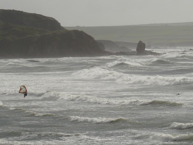 Bigbury , South Devon Oct 21
This might not look big, but this picture was taken just before the sand bars started working and i started sailing. The waves went mast high, and I was nailed by a mast high set. Saved by a kiter too !
